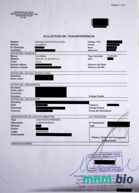 Chile szablon dowodu rejestracyjnego pojazdu w PSD